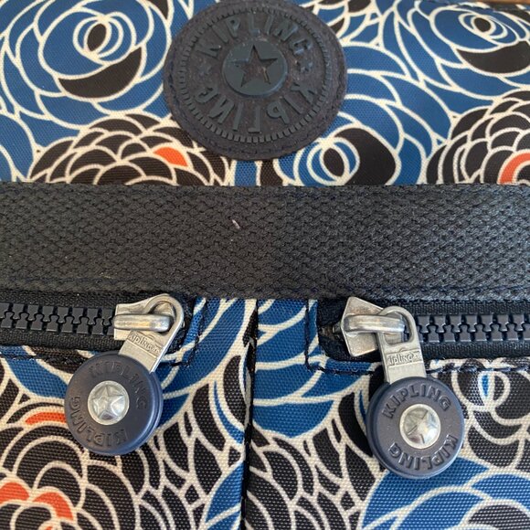 Kipling Angie Crossbody Travel Purse Bag Blue Floral Print #199N - Picture 9 of 9